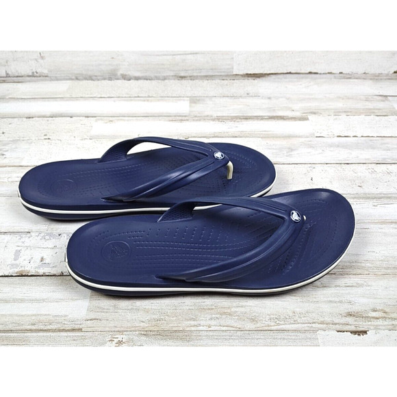 Crocs Crocband Thong Flip Flops Mens 10 Women’s 12 Navy Unisex Beach Sandals - Picture 4 of 7